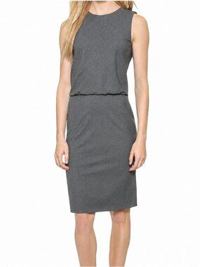 THEORY Atle 100% Wool Sleeveless Sheath Midi Structured Grey Dress 0